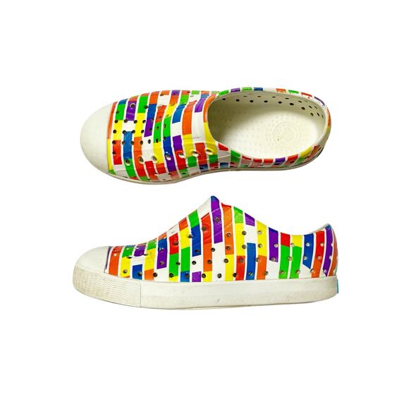 Native Rainbow Colorblock Jefferson Sneakers Size 1 - Picture 1 of 9